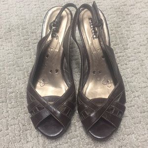 Mudd brown heels peep toe size 7